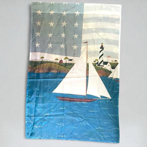 Silhouettes Other - Silhouettes Sea to Sea House Garden Flag 25.5"×38" Double Sided Sailboat Ocean